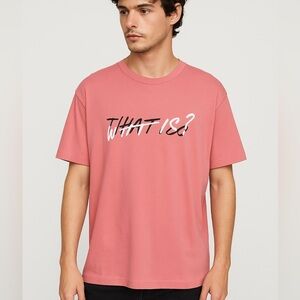 NWT The Kooples "What Is?" Graphic Tee‎ Pink Statement Slogan Shirt Size   $125